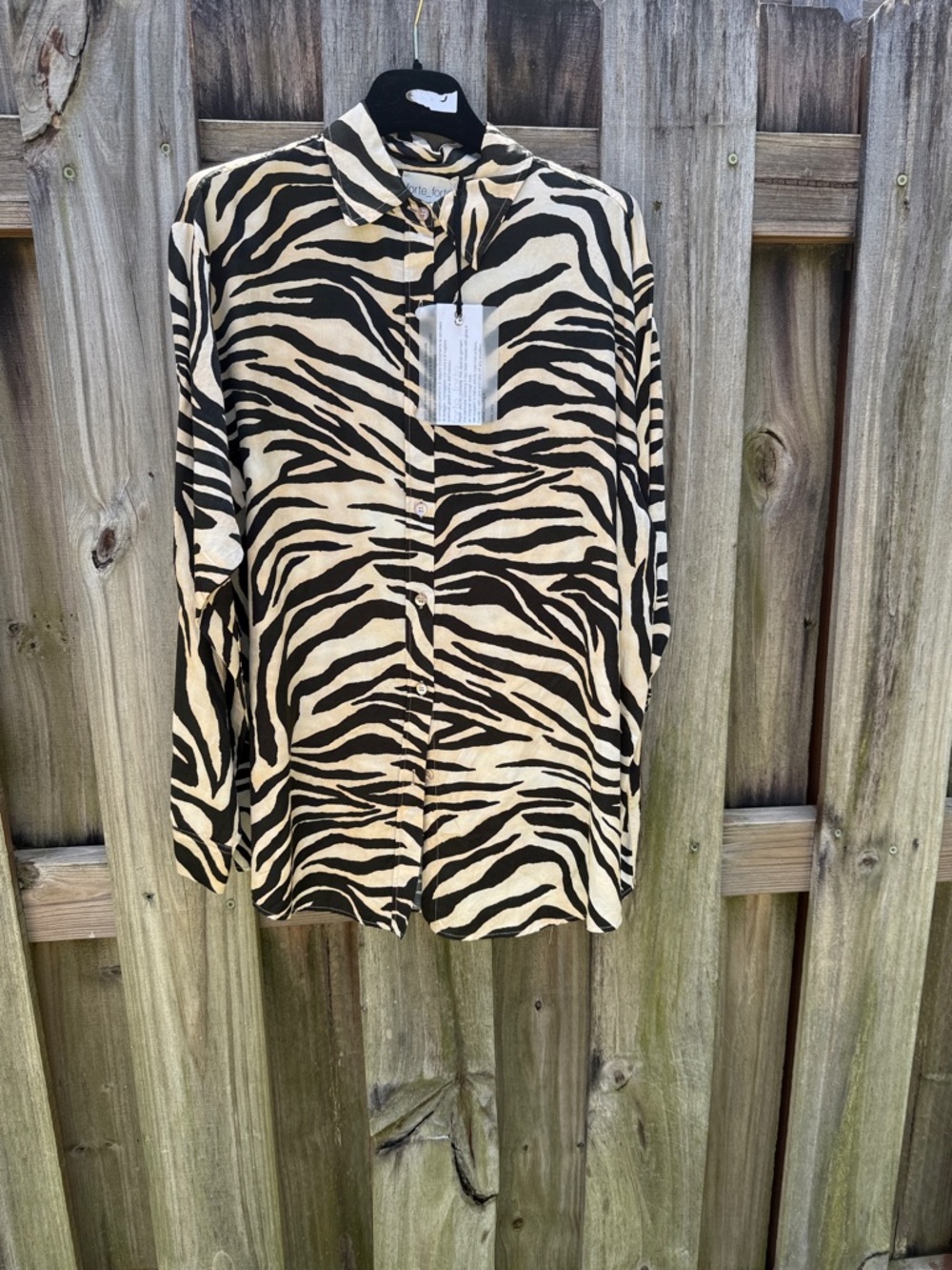 Women’s Button-Down Shirt - Black & Cream Zebra Print